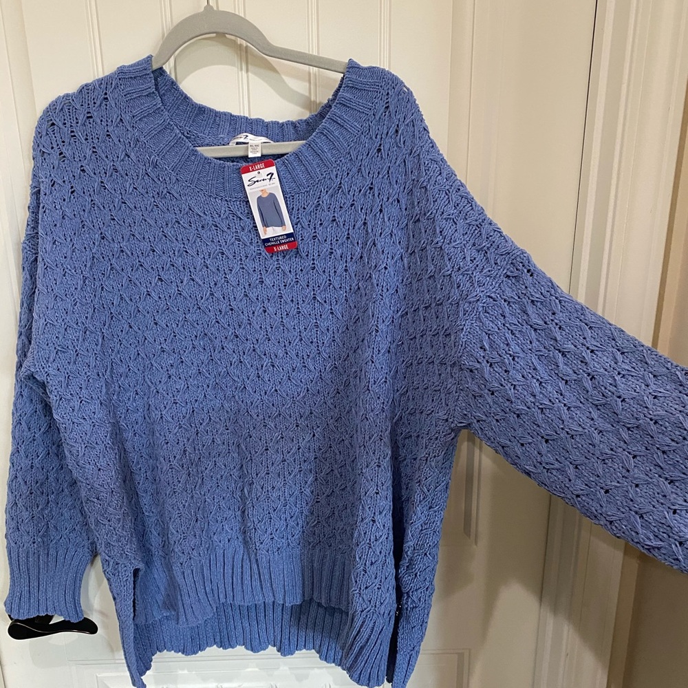 Seven7, Chenille Sweater, XL, Periwinkle color